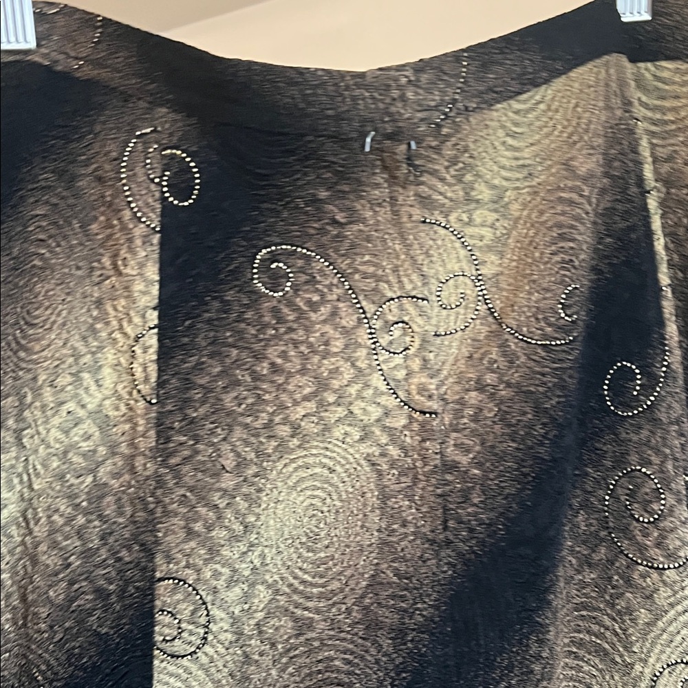 Vintage Midi Gold and Black Women's Skirt ombré swirl pattern - Picture 7 of 9